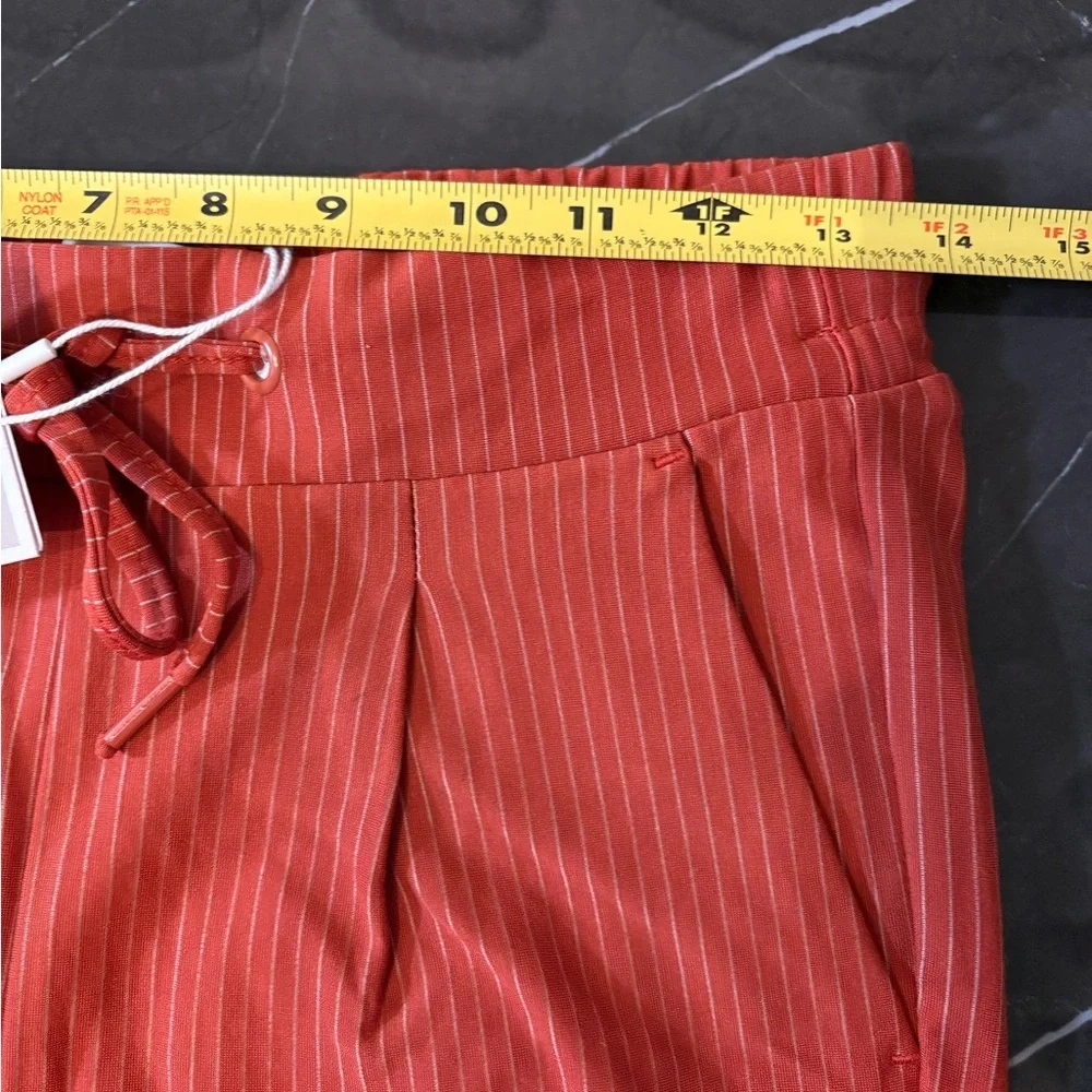 ICHI Women's Striped Straight Leg Pants in Rust Orange Size Small Preppy Office